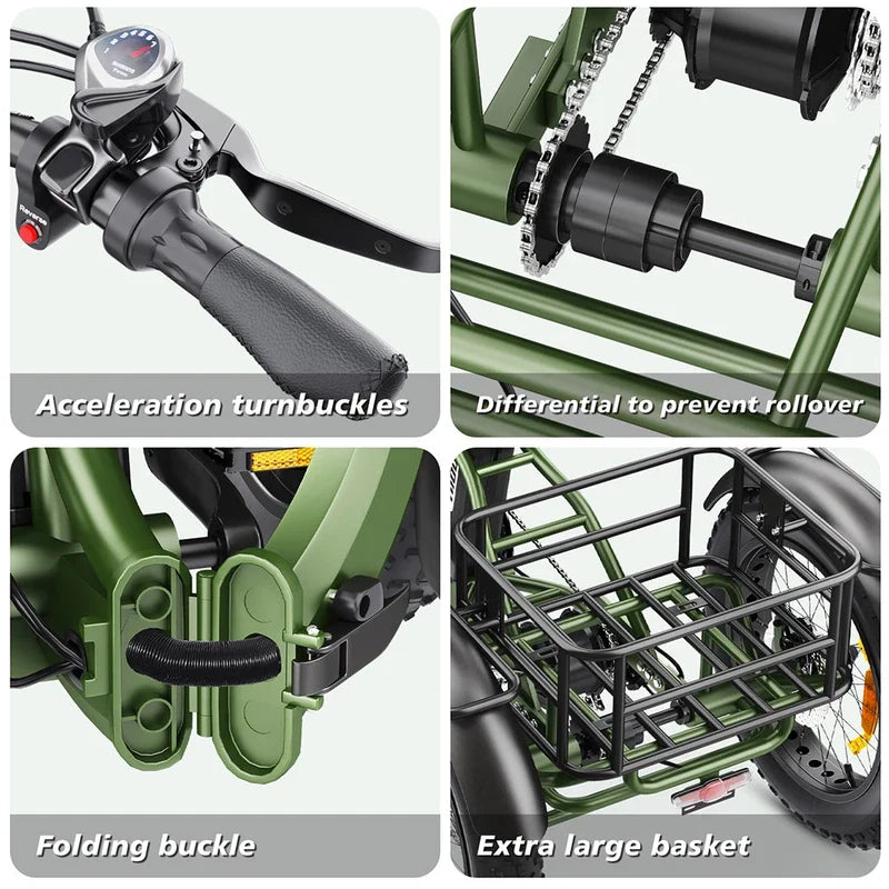 Hidoes HD-ET1 elektriline kolmerattaline ratas tagumise pakiraamiga 750W Hidoes HD-ET1 elektriline kolmerattaline ratas tagumise pakiraamiga 750W